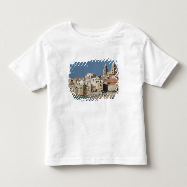 Camiseta De Bebé Italia, Sicilia, Cefalu, Vista de la ciudad con el (Anverso)