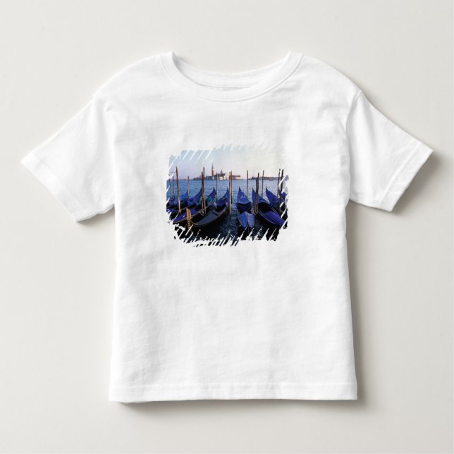 Camiseta De Bebé Italia, Veneto, Venecia, Fila de Góndolas y San (Anverso)