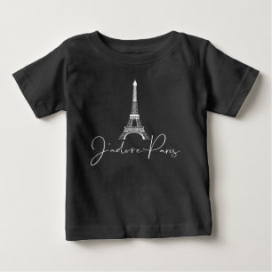 Camiseta De Bebé J' adore Paris Eiffel Tower Cute Black