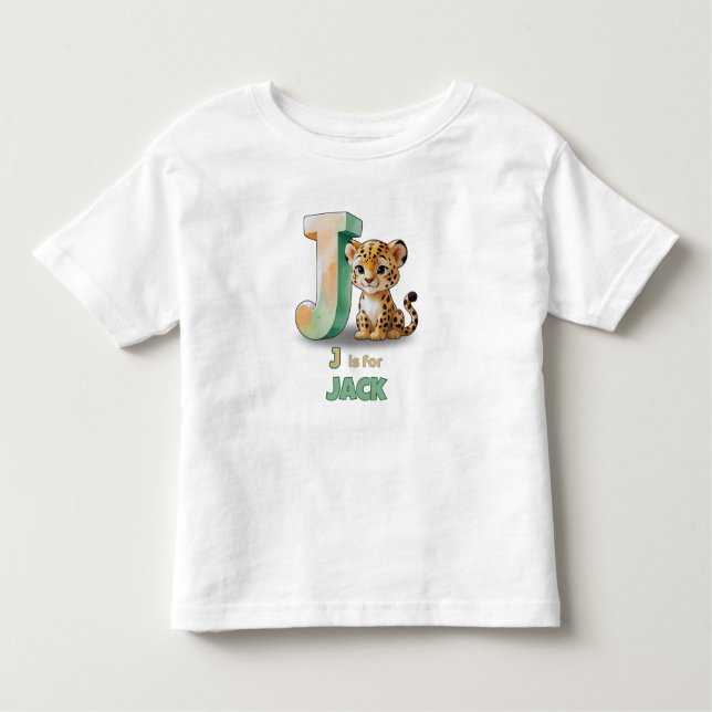 Camiseta De Bebé J is for Jack – Personalized Toddler T-shirt  (Anverso)