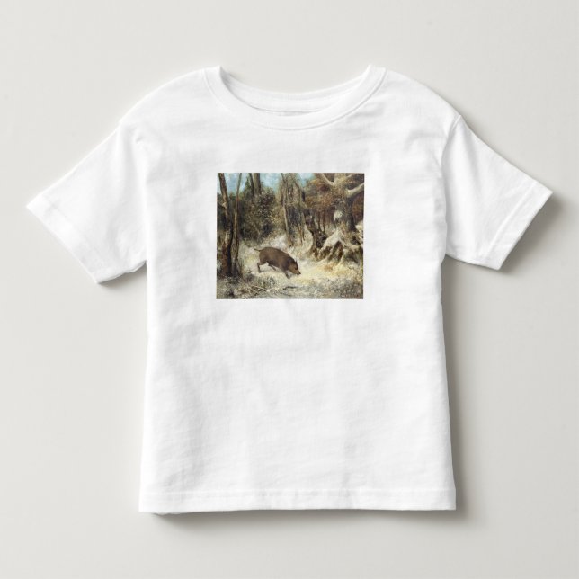 Camiseta De Bebé Jabalí en la nieve, firmada como Courbet (Anverso)