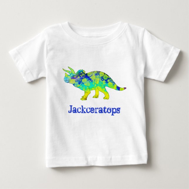 Camiseta De Bebé Jack ceratops Colorful Triceratops Dinosaur Art (Anverso)