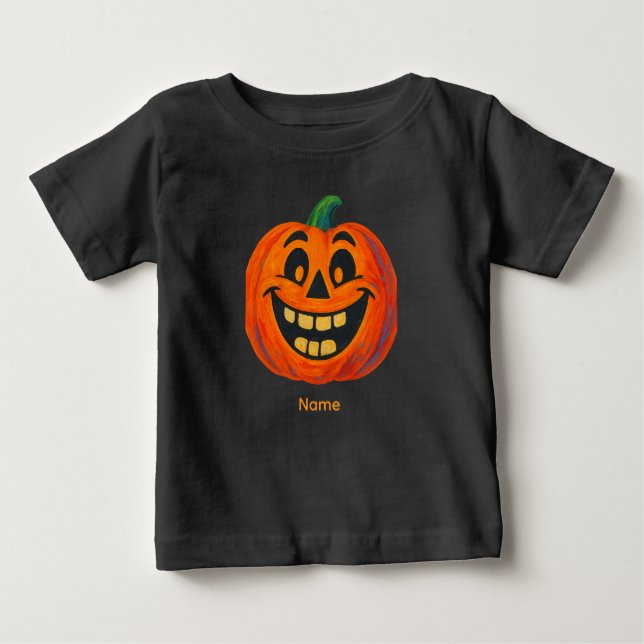 Camiseta De Bebé Jack-o'-Lantern pintado a mano por caprichos (Anverso)