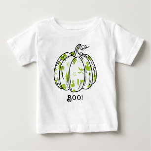Camiseta De Bebé Jack-O’-Lantern verde lindo y fantasmagórico