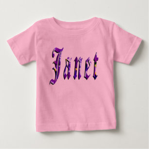 Camiseta De Bebé Janet, Nombre, Logo, Camiseta Rosa para niñas bebé