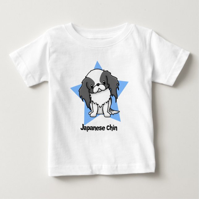 Camiseta De Bebé Japonés Chin del negro de la estrella de Kawaii (Anverso)