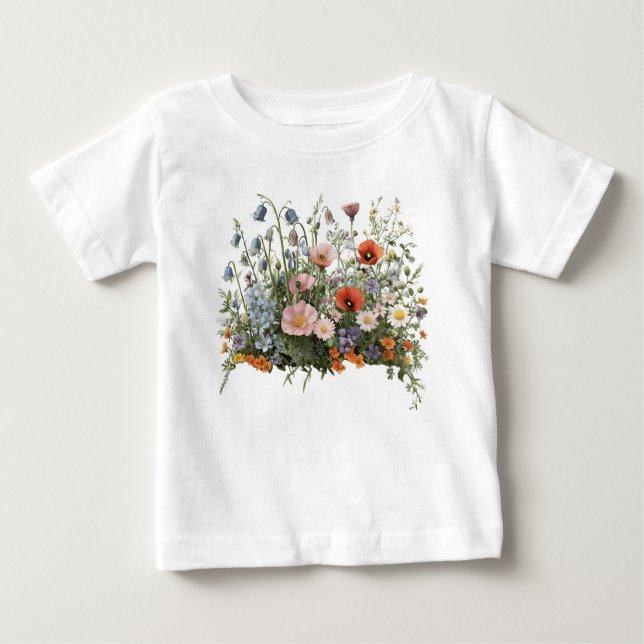 Camiseta De Bebé Jardín botánico de flores de pradera silvestre (Anverso)