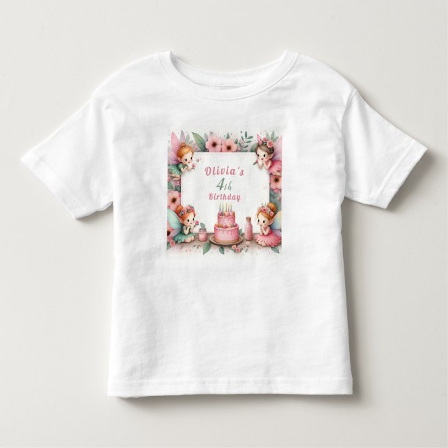 Camiseta De Bebé Jardín de hadas rosadas encantadas - Cumpleaños (Anverso)