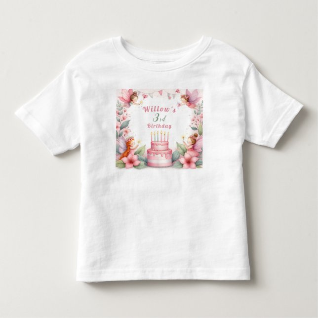 Camiseta De Bebé Jardín de hadas rosadas encantadas - Cumpleaños (Anverso)