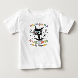 Camiseta De Bebé Jardín de Infancia Gato Negro Está Bien Estoy Bien