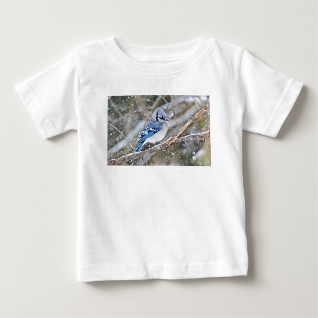 Camiseta De Bebé Jay azul en una tormenta de nieve (Anverso)