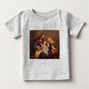 Camiseta De Bebé Jesucristo con Niños Arte Premium Fino