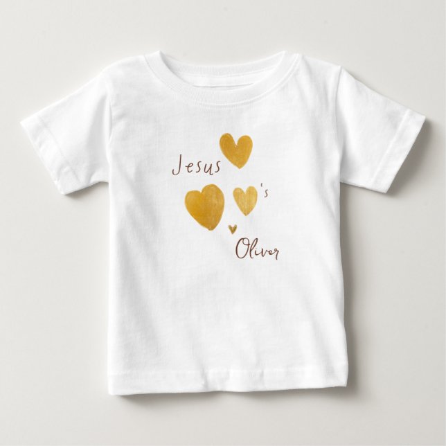Camiseta De Bebé Jesús ama el nombre personalizado bebé camiseta mo (Anverso)