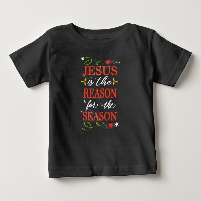 Camiseta De Bebé Jesús es la razón de la estación Folksy (Anverso)