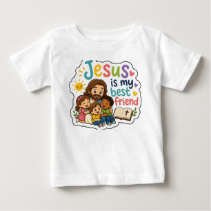 Camiseta De Bebé Jesús es mi mejor amigo niños lindos cristianos