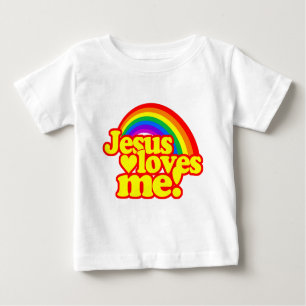 Camiseta De Bebé Jesús me ama (con el arco iris)