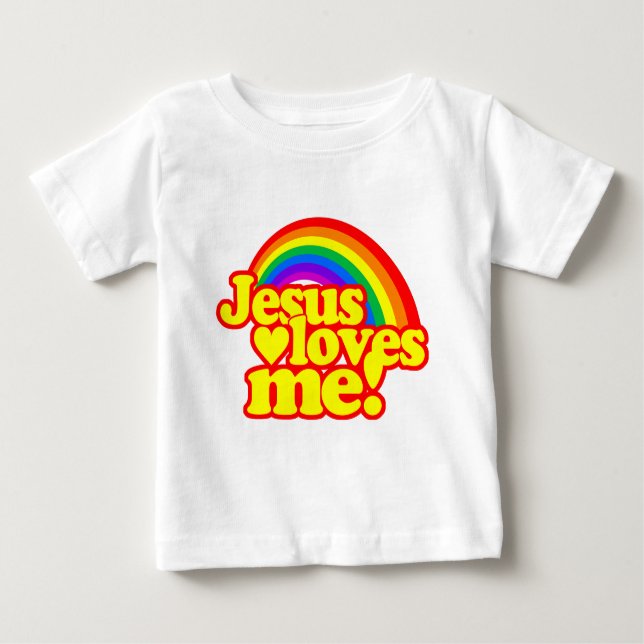 Camiseta De Bebé Jesús me ama (con el arco iris) (Anverso)