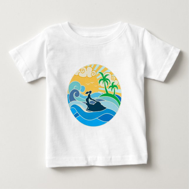 Camiseta De Bebé Jet Ski y el Mar (Anverso)
