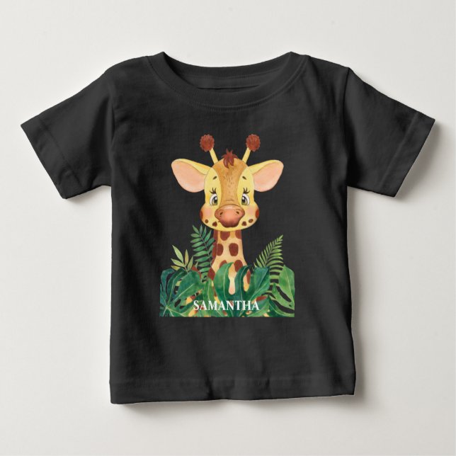 Camiseta De Bebé Jirafa bebé de fauna personalizada  Bebé  (Anverso)