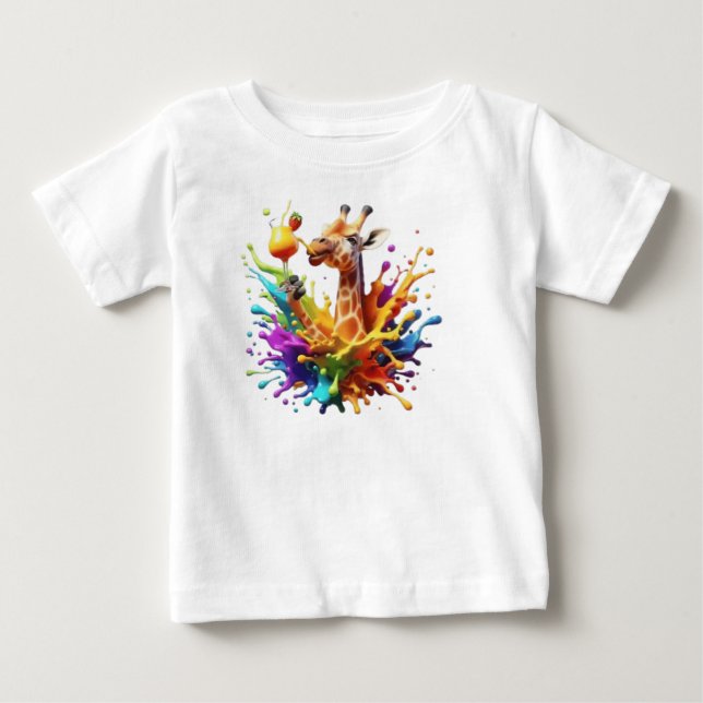 Camiseta De Bebé jirafa colorida (Anverso)