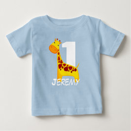 Camiseta De Bebé Jirafa linda personalizada del cumpleaños