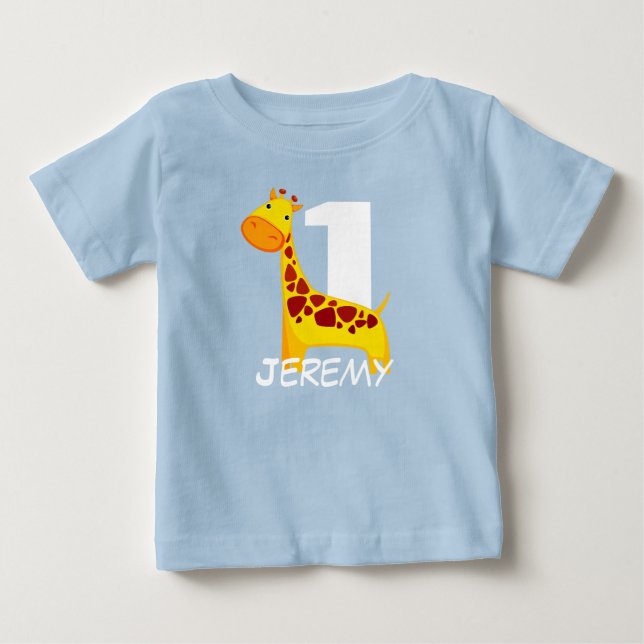 Camiseta De Bebé Jirafa linda personalizada del cumpleaños (Anverso)