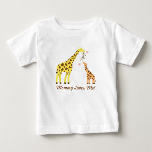 Camiseta De Bebé Jirafa Mamá y Bebé Elegante y Colorido