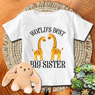 Camiseta De Bebé Jirafa 🦒Mejor Hermana Mayor del Mundo   Hermana M