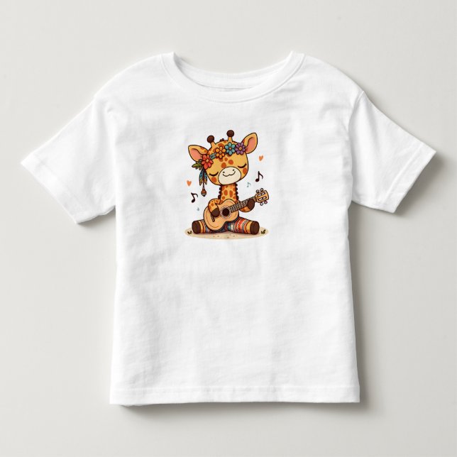 Camiseta De Bebé Jirafa Pequeña Tocando Guitarra (Anverso)