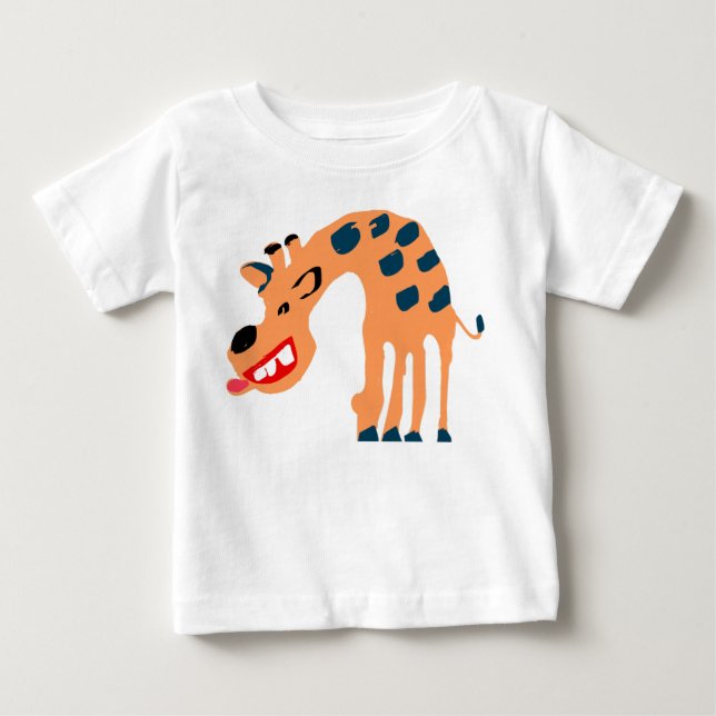 Camiseta De Bebé Jirafa Tonta Dibujada a Mano con Manchas Azules Il (Anverso)