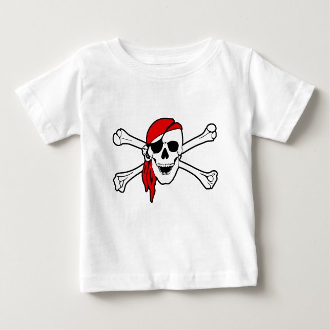 Camiseta De Bebé Jolly roger con bandana roja (Anverso)