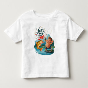 Camiseta De Bebé Joven arrastrándose en una gran captura en un lago