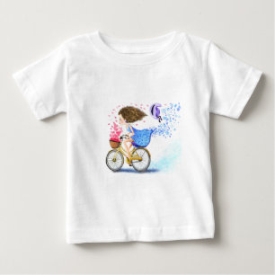 Camiseta De Bebé Joven Chica En Una Camiseta Bicicleta Bebé
