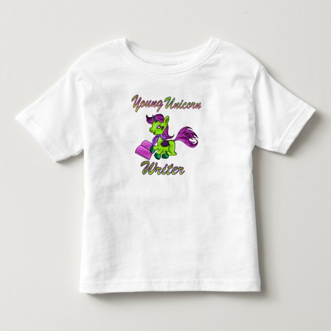 Camiseta De Bebé Joven escritor de Unicornio (Anverso)