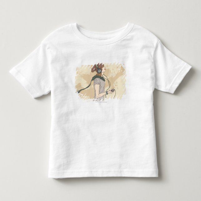 Camiseta De Bebé Joven escuchando música (Anverso)