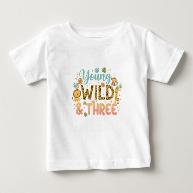 Camiseta De Bebé Joven Salvaje & Tres - Cumpleaños Safari (Anverso)
