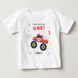 Camiseta De Bebé Joven Salvaje y Cumpleaños número 1 Niños Coche Mo