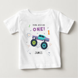 Camiseta De Bebé Joven Salvaje y Cumpleaños número 1 Niños Coche Mo
