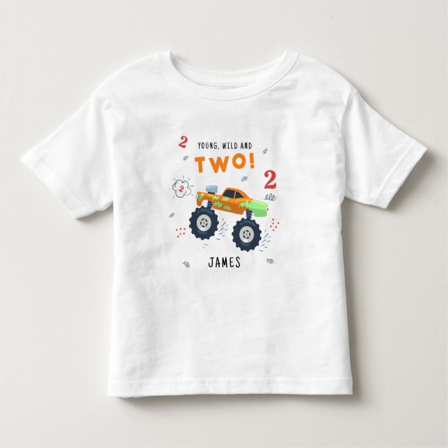 Camiseta De Bebé Joven Salvaje Y Dos Cumpleaños De Niños Monster Ca (Anverso)