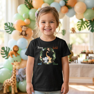 Camiseta De Bebé Joven salvaje y tres cumpleaños safari