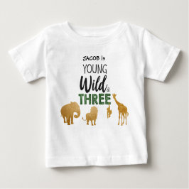 Camiseta De Bebé Jóvenes salvajes y tres Safari Animales Boy Cumple