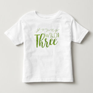 Camiseta De Bebé Jóvenes silvestres y tres   Purpurina verde   3 cu
