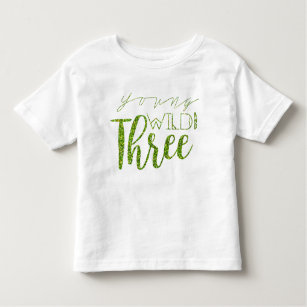 Camiseta De Bebé Jóvenes silvestres y tres   Purpurina verde   3 cu