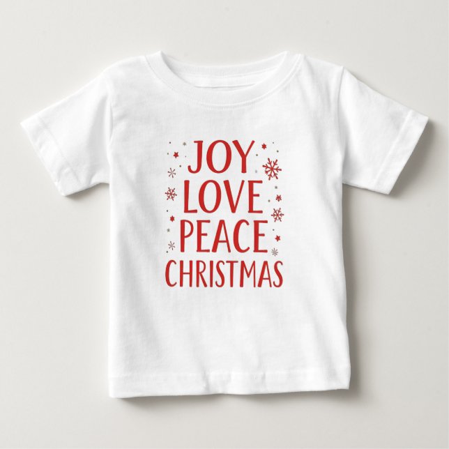 Camiseta De Bebé Joy Love Peace Christmas Festive Typography Hoodie (Anverso)