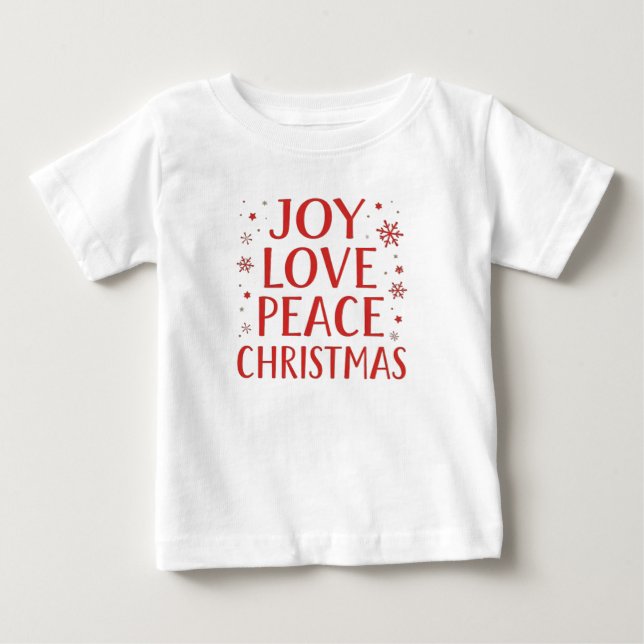 Camiseta De Bebé Joy Love Peace Christmas Festive Typography Hoodie (Anverso)