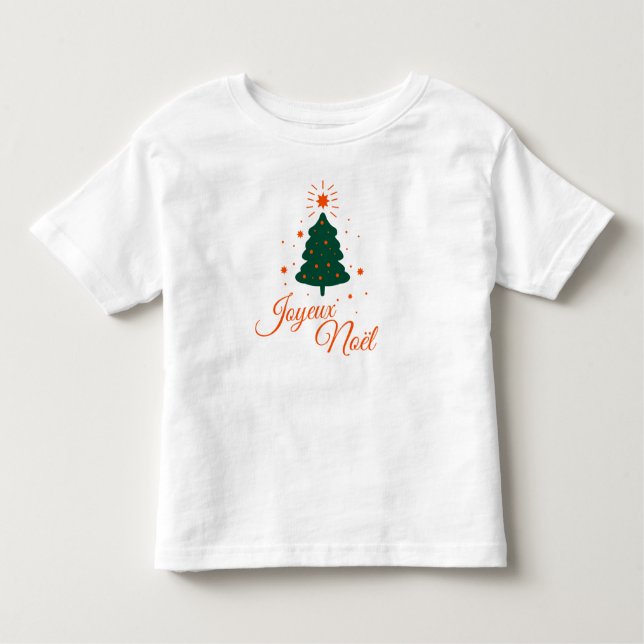 Camiseta De Bebé Joyeux Noël en rouge : sapin classique et joyeux (Anverso)