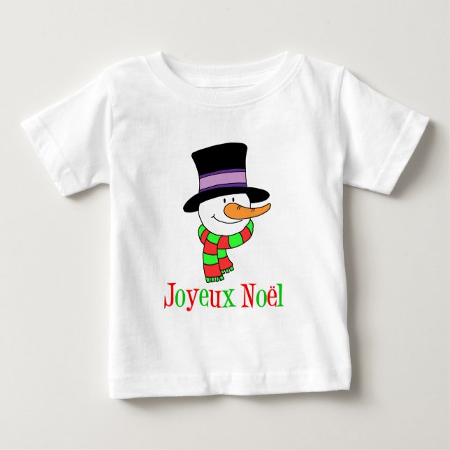 Camiseta De Bebé Joyeux Noel French Snowman (Anverso)