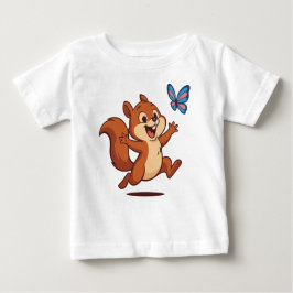 Camiseta De Bebé Joyful Chase – Happy Squirrel & Butterfly