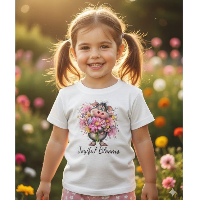 Camiseta De Bebé Joyiful Blooms Cute Pig Baby T-Shirt (Subido por el creador)