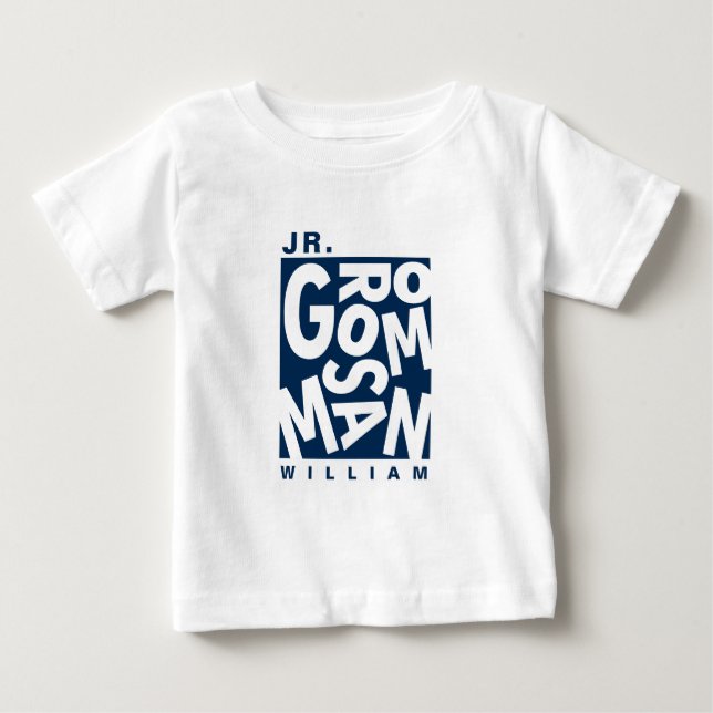 Camiseta De Bebé Jr. Groomsman júnior, fiesta de bodas, azul marino (Anverso)